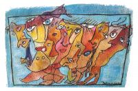 Dancing people Aquarelle 2016