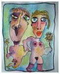 Initiation tribale, aquarelle sur papier artisanal,26 x 19 cms,2017