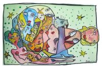 Figurations, aquarelle sur papier artisanal, 31 X19 cms, 2017