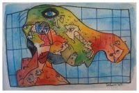 La métamorphose , aquarelle, 2016, 28 X 21cms
