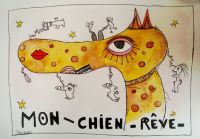 Mon chien rêve, aquarelle, 2021