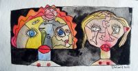 Deux , aquarelle sur papier, 28 X13 cms, 2022